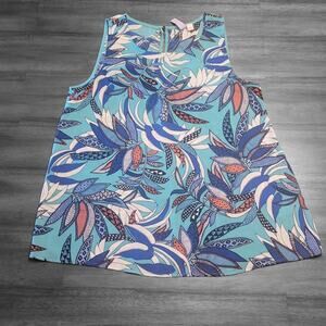 Alya Floral Sleeveless Blouse L Boho Cottagecore Fairycore Made in USA EUC